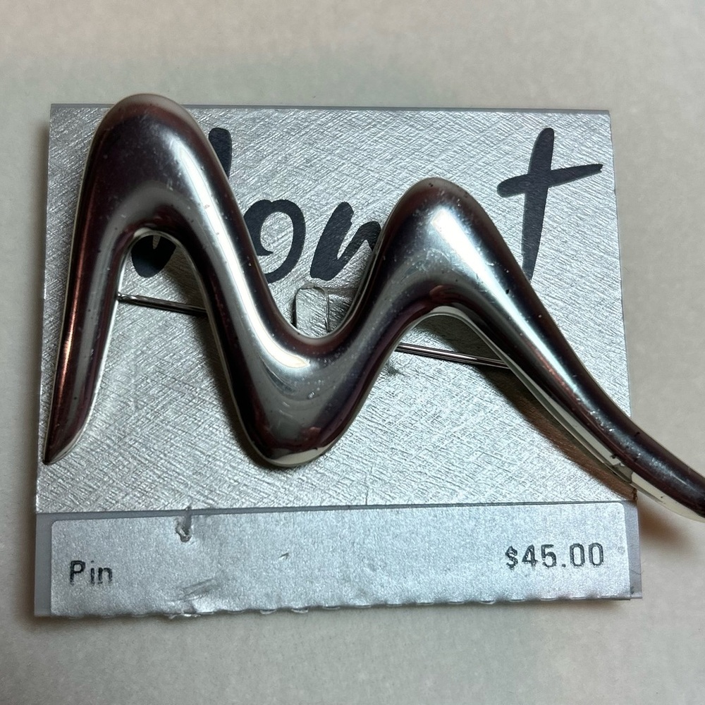 Vintage Monet Modernist Brooch Silver-Tone Pin